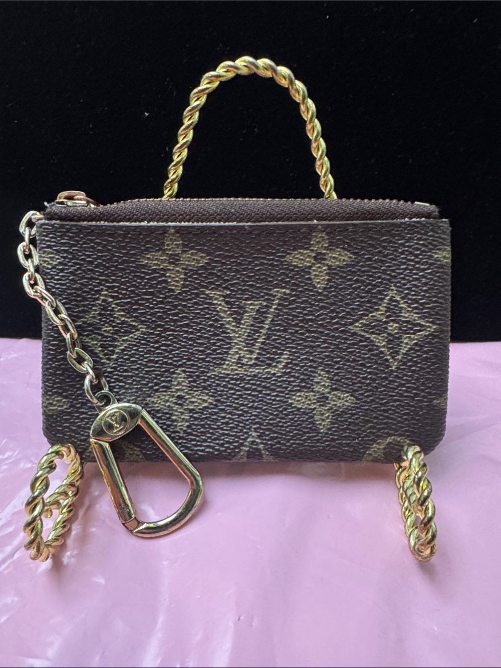 Louis Vuitton Monogram Mini Pochette in Brown with Gold Hardware